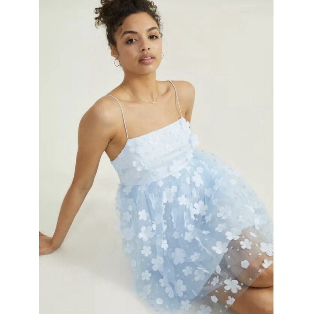 Altar'd State Aurora Floral Mesh Babydoll Dress grad party prom Embellished NWT - Picture 4 of 10